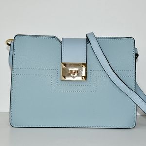 Diophy Sky Blue Leather Shoulder Bag